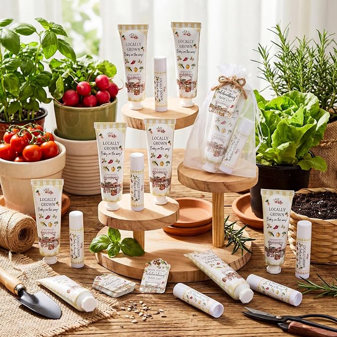 Lounsweer 24 Sets Locally Grown Baby Shower Hand Cream and Lip Balm Gift Farmers Market Baby Shower Party Favors for Guest Vegetable Theme Travel Size Hand Lotion and Lip Balm Birthday Party Supplies