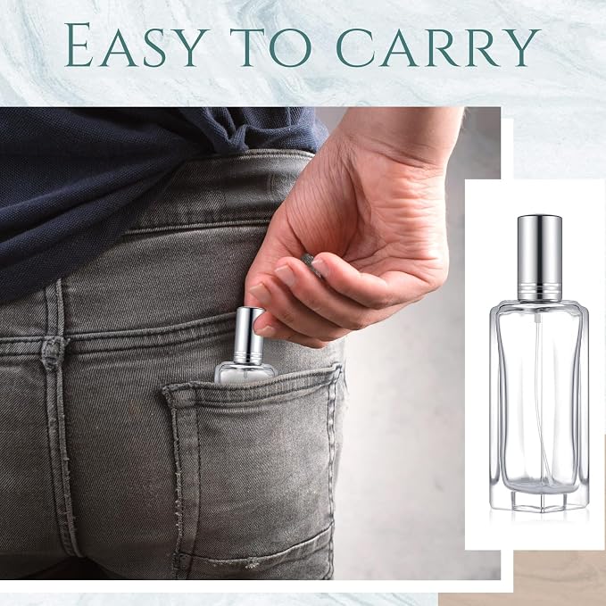 Domensi 30 Pcs 10/15/20/30 ml Perfume Travel Refillable Glass Bottles Spray Bottle Perfume Atomizer for Cologne Dispenser Leak-proof Fragrance Bottles Atomizer Pump Kit (30 ml,Silvery)