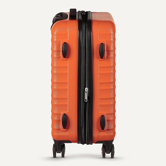 Amazon Basics 30" Hardside Large Checked Luggage, Expandable For Up to 15% More Space, Hardshell Suitcase With Wheels, Scratch-Resistant Surface, Four Multi-directional Wheels, Orange