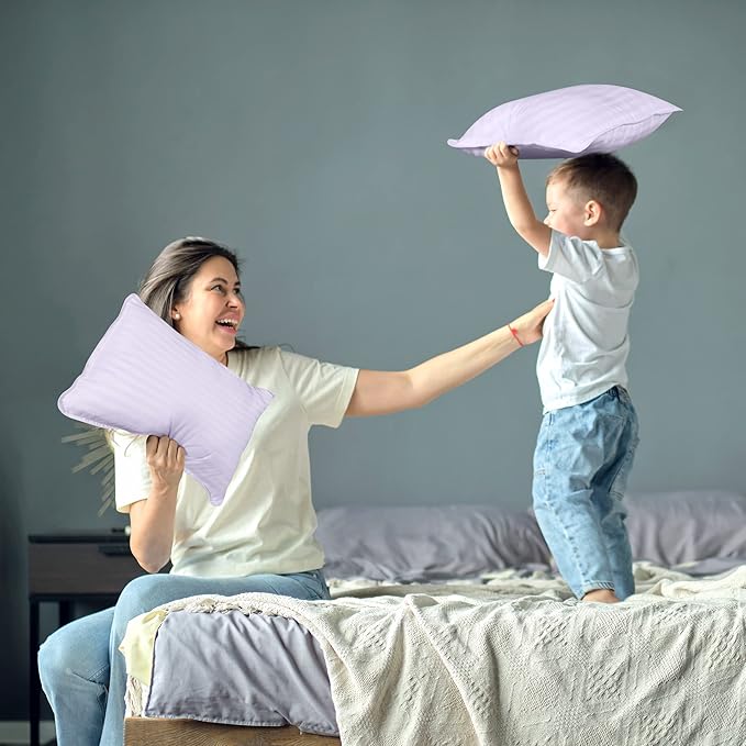 Utopia Bedding Toddler Pillow (Lavendar, 2 Pack), 13x18 Small Kids Pillow for Sleeping, Soft and Breathable Cotton Blend Shell, Ideal for Toddler Bed and Travel (Intended for Age 2 and up)