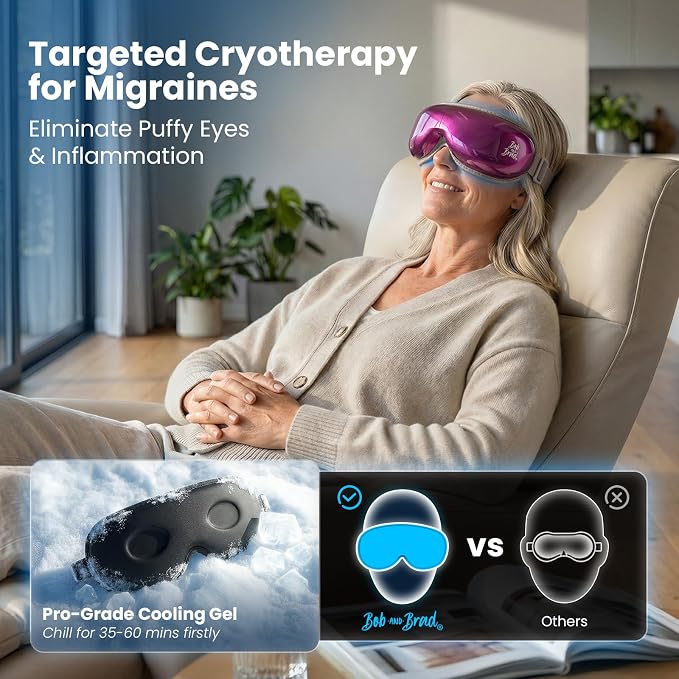 BOB AND BRAD Eye Massager with Heat and Cooling, FSA Eligible HSA Eligible, EyeOasis 3 Eye Massager for Migraine, Heated Eye Mask for Dry Eye Relief Sleep Improve, Birthday Gift for Women Mom Wife