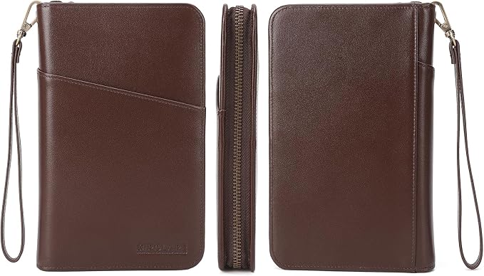 Polare Full Grain Leather Passport Holder Cover Case for Men and Women RFID Blocking Family Travel Wallet Holds 6 Passports
