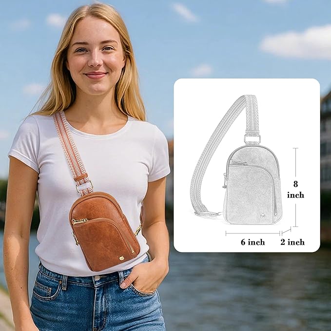 INICAT RFID Blocking Sling Bag, Anti Theft Crossbody Bag for Women Compact Travel Purses Vegan Leather