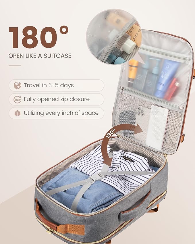 LOVEVOOK 40L Travel Backpack Flight Approved Carry on Backpack,3 Packing Cubes,Waterproof Personal Item Travel Bag,TSA Carry on Luggage Suitcase Travel Essentials,Gifts for Women & Men,fits 17" Laptop