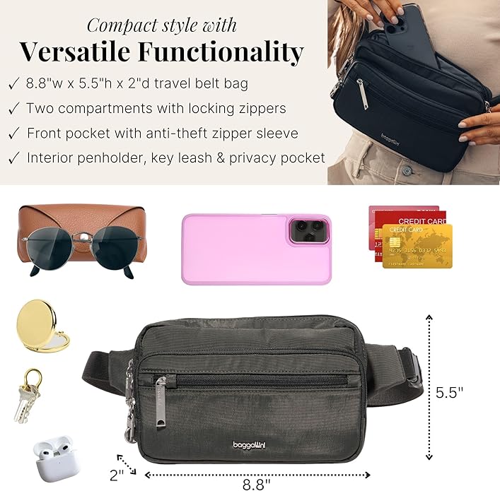 Baggallini Securtex Anti-Theft Belt Bag