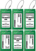 Luggage Tags Business Card Holder by TUFFTAAG - Durable Travel ID Bag Tag, Green, 6 Tags