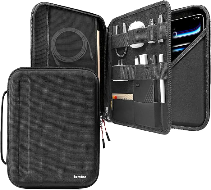 tomtoc Portfolio Case for 2026 13 Inch iPad Air M4, M3&M2, iPad Pro M5/M4, 12.9'' iPad Pro M2/M1, Protective Sleeve with Accessories Pocket, Carrying Storage Bag for Pencil Pro/Adapter/Magic Keyboard