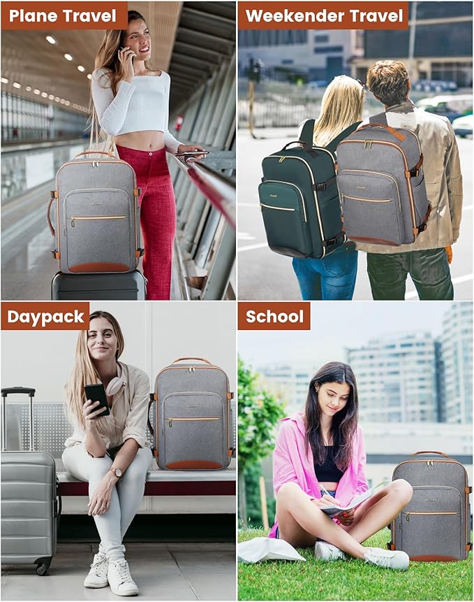 LOVEVOOK 40L Travel Backpack Flight Approved Carry on Backpack,3 Packing Cubes,Waterproof Personal Item Travel Bag,TSA Carry on Luggage Suitcase Travel Essentials,Gifts for Women & Men,fits 17" Laptop