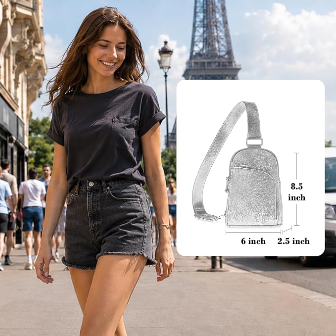 INICAT RFID Blocking Sling Bag, Anti Theft Crossbody Bag for Women Compact Travel Purses Leather