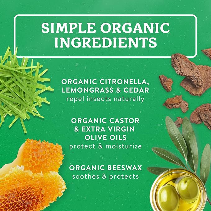 Badger Bug Repellent, Easy to Use Travel Stick, DEET-Free Mosquito Repellent & Insect Protection, Certified Organic Essential Oil Balm
