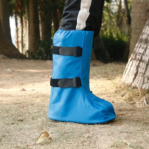 Walking Boot Cover for Medical Fracture Cast Blue Tall, Small | Water Resistant Slip Resistant Rubber Sole Easy On and Off Snug Fit