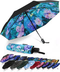 SY COMPACT Travel Umbrella - Windproof Automatic Compact Umbrella for Rain, Lightest 8-Rib, Small, Strong & Portable, Durable Grip, Fits Backpack & Car, Factory Direct (UV Available)