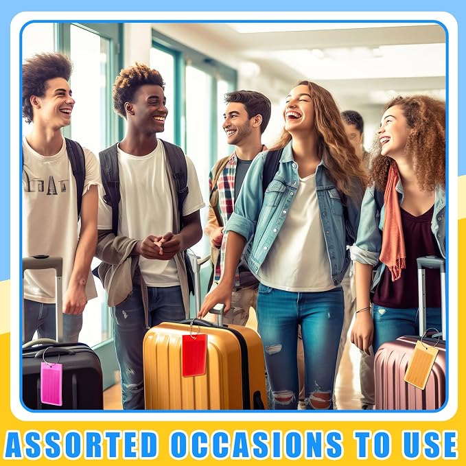 Sumind 100 Pcs Plastic Luggage Tags Assorted Name Identification Labels Flexible Suitcase Tags for Travel Baggage, 10 Colors (Cool Style)