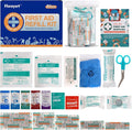 First Aid Refill Kit for Home, Car & Travel, Wound Care Supplies with Scissors, Tweezers, Assorted Bandages & Adhesive Bandages