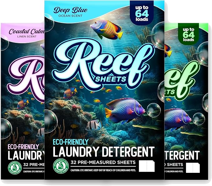 Reef Sheets Laundry Detergent Sheets, 3-Scent Bundle, 192 Loads