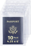 EcoEarth 4x6 Inch Passport & Card Holders (Clear, 10 Pack), Extra Large (XXL) Vertical ID Holder, Resealable and Waterproof Identification Name Card Holder