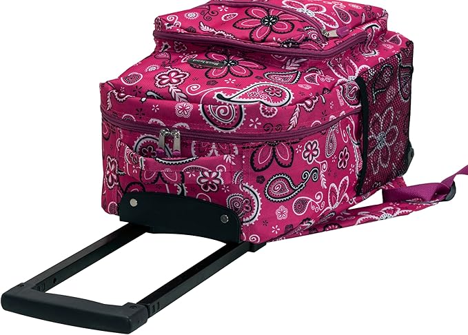 Rockland Double Handle 17" Rolling Backpack, Bandana