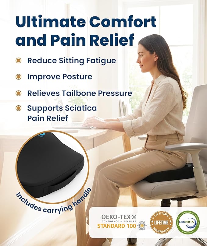 Everlasting Comfort Seat Cushion Gel Top in Black