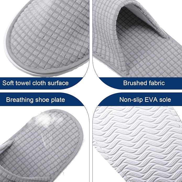 Geyoga 12 Pair House Slipper for Guest Non Slip Disposable Slipper for Travel Washable Reusable Closed Toe Hotel Bridesmaid Indoor Spa Wedding Party Shoeless Home