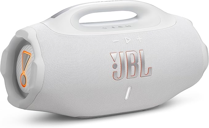 JBL Boombox 4 - Most Powerful JBL Portable Waterproof Speaker with Massive JBL Pro Sound, Up to 34 Hours of Playtime, & Multi-Speaker Connection by Auracast™ (White)