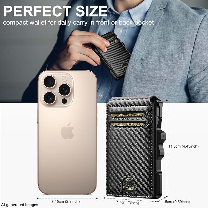 furid Smart Wallet For Men Slim: Rfid Minimalist Pop Up Wallets with Money Clip Metal Credit Card Holder - Gifts for Husband Father at Birthday Anniversary