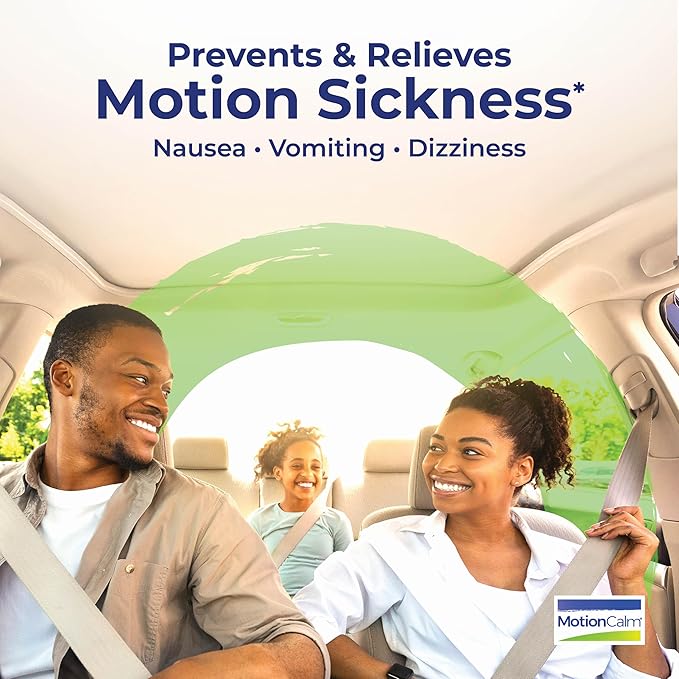 Boiron MotionCalm Relief for Nausea, Vomiting, or Dizziness from Motion Sickness, Carsickness, Seasickness, Amusement Rides, and Video Games or VR - Non-Drowsy - 120 Count (2 Pack of 60)