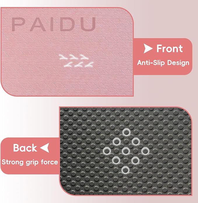 PAIDU Foldable Yoga Mat for Travel, 70"x24"x0.31" (8MM) TPE Double-Sided Non-Slip Pilates Mat with Carrying Bag for Yoga, Pilates, Fitness and Home/Outdoor Workouts