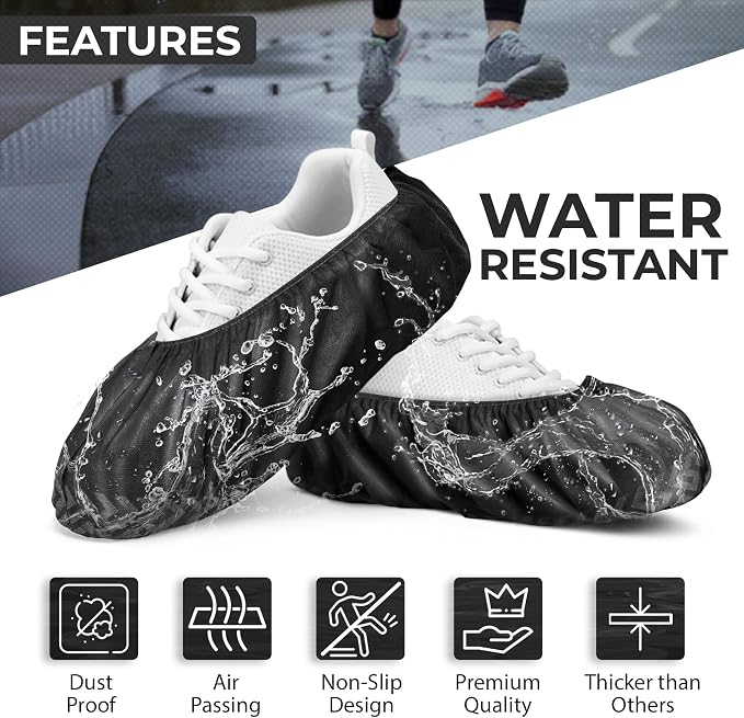 Premium Boot & Shoe Covers Disposable Booties - 200 Pack - Durable, Non-Slip, Non-Toxic, Water Resistant, Recyclable Protectors for Indoor & Outdoor - Large Size Fits Most Shoes