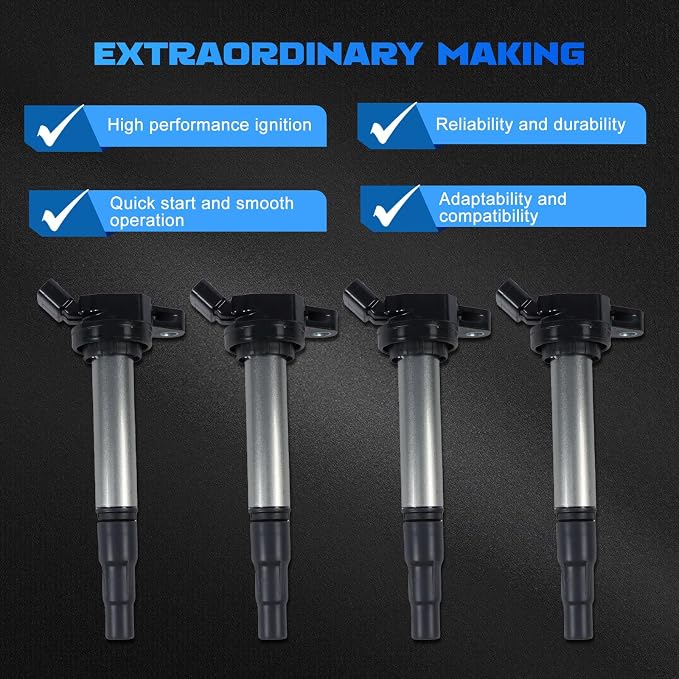 4PCS UF596 Ignition Coils Ignition Coils Pack Fits for 2009-2017 Corolla, 2010-2015 Prius, 2012-2017 Prius V, 2011-2017 CT200h, 2008-2014 xD 1.8L 2.0L 2.4L, Aftermarket Parts