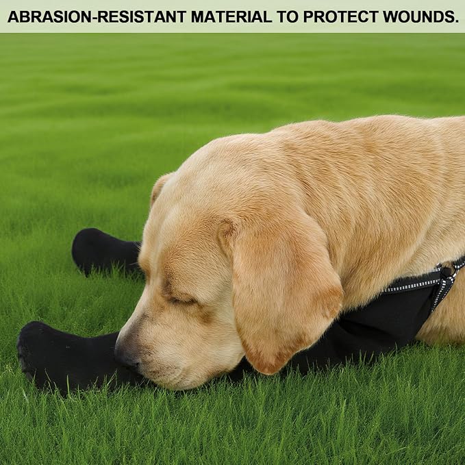 COODEO Dog Socks to Prevent Licking Paws, Waterproof Boots for All Four Legs with Non-Slip Soles, Protective Paw Covers for Wounds, Licking Prevention Shoes for Dogs (Black, 2XL)