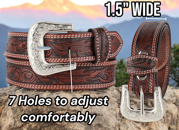 F&L CLASSIC mens Western full grain Leather belt Strap w/Snaps for Interchangeable Buckles, USA,