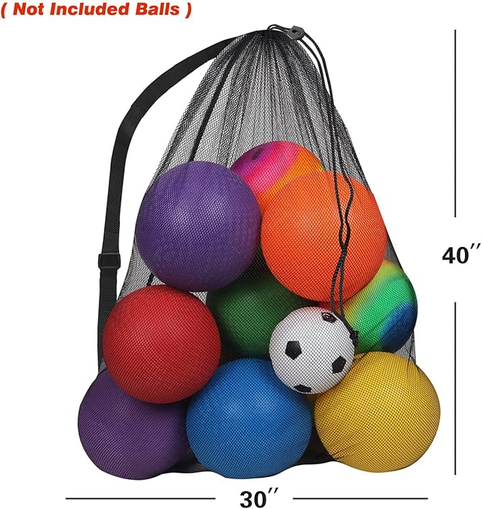 GSE Games & Sports Expert 24x36/30x40 X-Large Mesh Sports Equipment Drawstring Bag for Soccers, Basketballs, Footballs