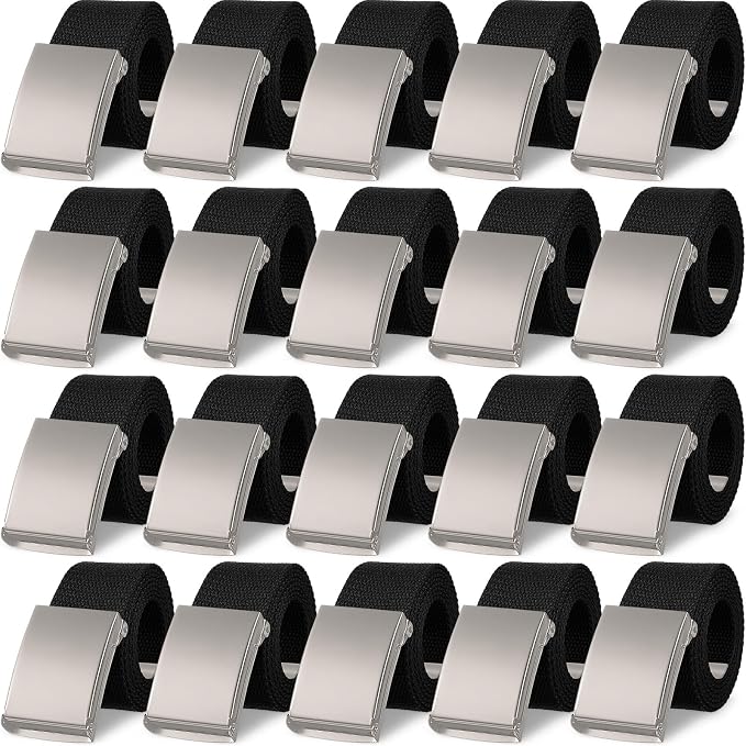 Yahenda 20 Pcs Web Belt for Men Women Belt Adjustable Canvas girdle Golf Strap with Military Buckle Casual Web girdle
