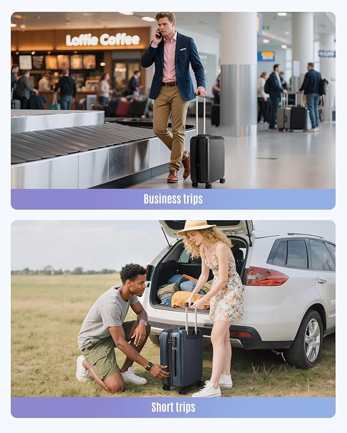LIGHT FLIGHT Carry On Luggage 22x14x9 Airline Approved, Durable Hard Shell Carry On Suitcases with Wheels, Expandable Hardside Lightweight Travel Luggage with TSA Lock, Lilac