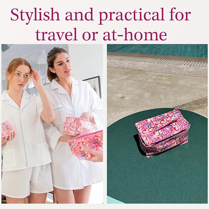 Jacaranda Living Extra Small Cosmetic Bag – Splash-Proof Travel Makeup Pouch with PVC Lining, Compact Bridal & Bridesmaid Toiletry Bag, Easy-Clean Cosmetic Case – Strawberry Vine