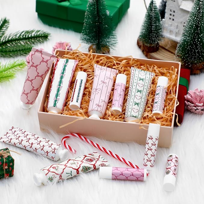 72 Pcs 36 Sets Valentine's Day Hand Cream and Lip Balm Bulk Gift Set, 6 Scents Coquette Bow Valentine's Day Travel Size Hand Lotion Lip Care Gift for Women Staff Coworkers