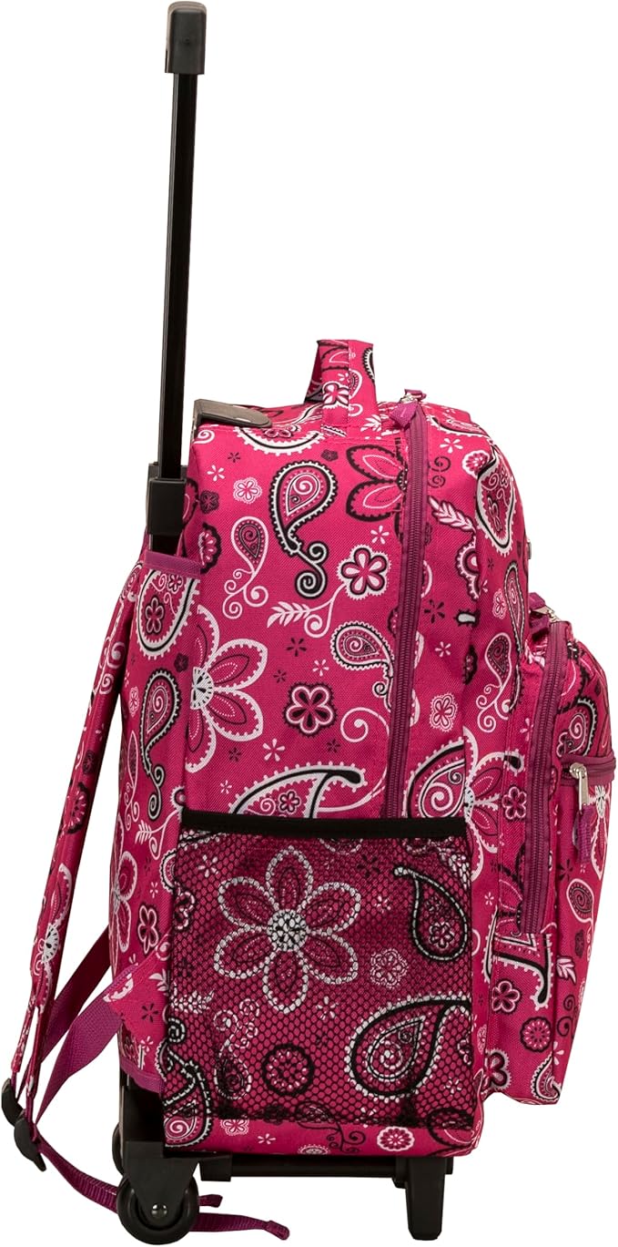 Rockland Double Handle 17" Rolling Backpack, Bandana