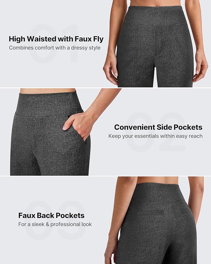 G4Free EverGoing Yoga Pants Women Wide Leg Pants with Pockets High Waist Stretch Dress Casual Sweatpants Petite/Regular/Tall