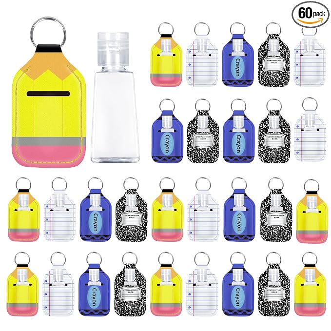 28 Sets Teacher Appreciation Gifts Hand Sanitizer Keychain Holders with Empty Travel Bottles Bulk Thank You Gifts for Teacher Employees Coworker Appreciation Gift
