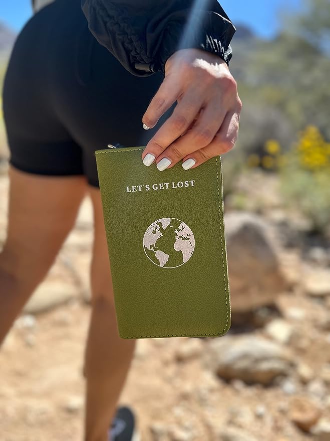 Phone Charging Passport Holder - Travel Wallet with Removable Power Bank holds money, cards, phone, travel docs- RFID Blocking - Compatible with All Phones - Travel Accessories