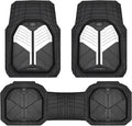 CAR PASS Heavy Duty Rubber Car Mats, Deep-Dish Car Floor Mats All Weather, Universal Two-Tone Trim-to-Fit for SUVs Trucks Sedans, Waterproof Anti-Slip, 3 Pieces V12 Black and White
