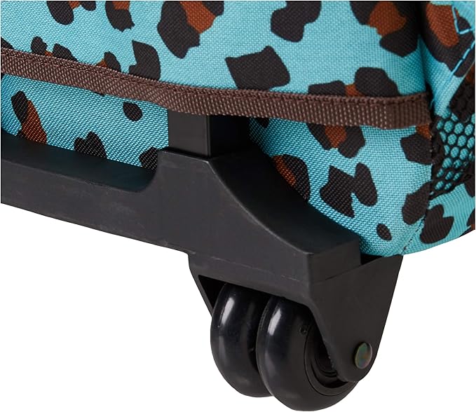 Rockland Double Handle 17" Rolling Backpack, Blue Leopard