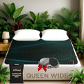 Luxury Tourmaline Grounding Mat for Bed, Queen Wide 59”x54” – Conductive PU Leather Surface, Quality Certified, Includes Silver Sleep Mask & 15ft Cord