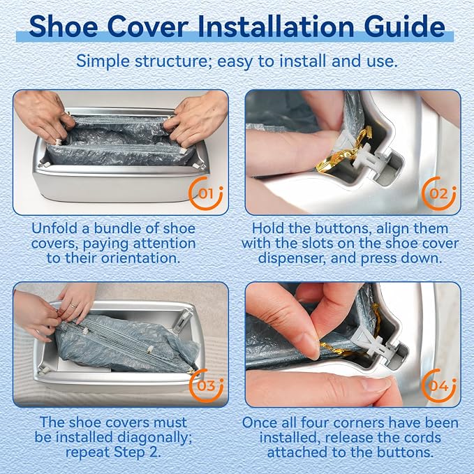 100pcs Shoe Cover Dispenser Refill, Upgraded Thick CPE Automatic Shoe Cover Machine Refills, T-Buckle Disposable Booties for Indoors, Waterproof & Anti-Slip, Gray, Universal Fit