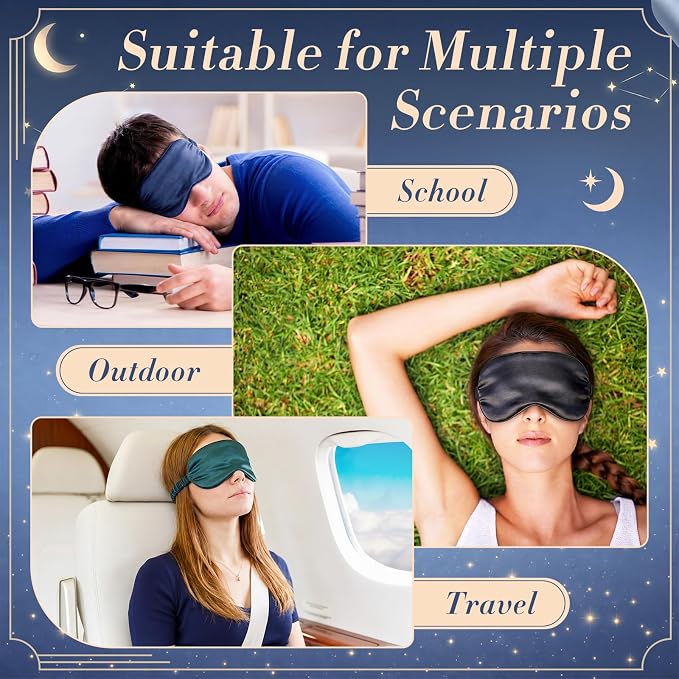 Cuffbow 36 Pcs Silk Sleep Eye Masks Bulk Satin Eye Cover Blindfold Eyeshade with Adjustable Elastic Strap for Women Men Sleeping Travel Wedding Gift(Green, Navy Blue, Black)