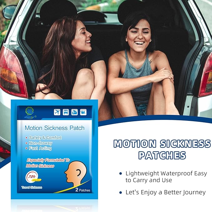 KONGDY 50 Counts Motion Sickness Patches for Kids/Adults, Seasick Patches for Cruise with Waterproof and Non Drowsy, Sea Sickness Patches Behind Ear