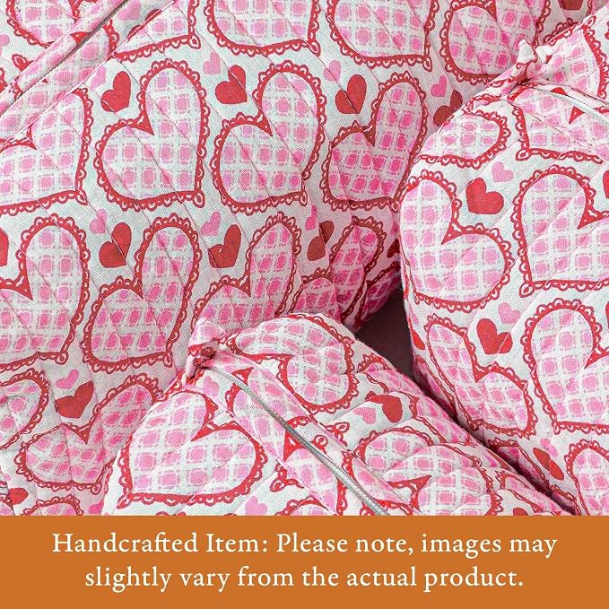 Saffron Marigold Quilted Makeup Bag Set of 3, Hand Block Printed Cotton Cosmetic Bags for Women, Waterproof Lined Travel Toiletry Bag, Coquette Aesthetic, Handmade Gift, Love Blooms