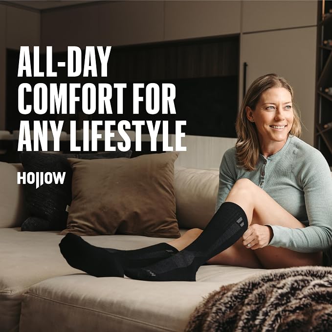 HOLLOW Alpaca Compression Socks for Women & Men Standard & Wide, 15-20 mmHg, Circulation Support, Moisture Wicking, Knee High