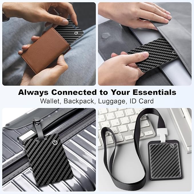 Wallet Tracker Card for Apple Find My (iOS Only), Ultra-Thin Bluetooth Tracker Smart Card Wallet Finder, IP68 Waterproof Slim Item Locator for Wallets, Keys, Passport & Luggage Tags (Jet Black)