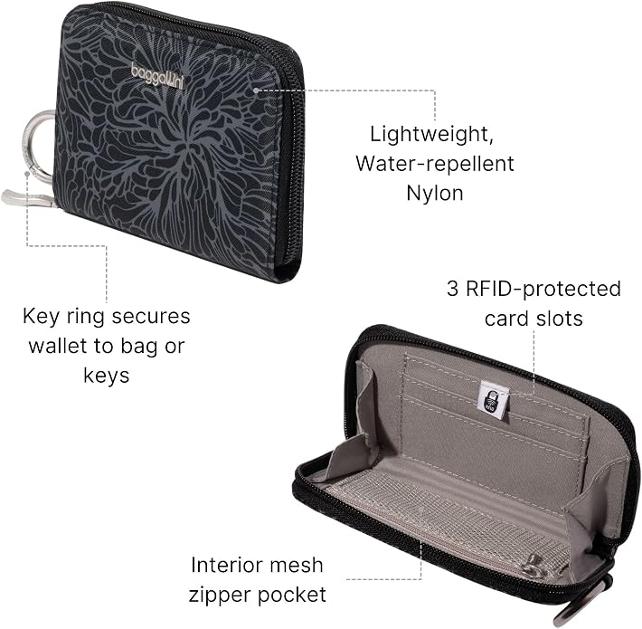 Baggallini Deluxe Card Case - Lightweight 5.5"x3.3" RFID Protected Womens Wallet Card Holder